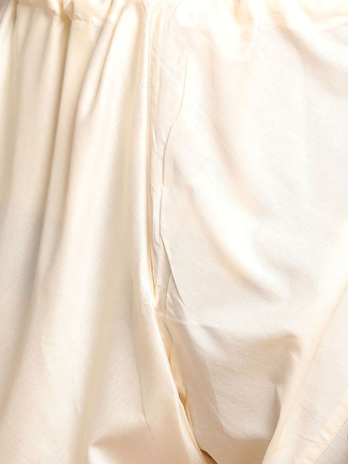 Beige Printed Nehru Jacket And Cream Solid Kurta With Pyjama Set